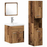 Bathroom Furniture Set with Door 4 pcs Old Wood Engineered Wood 3332579