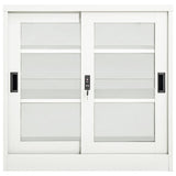 Sliding Door Cabinet White 90x40x90 cm Steel 335954