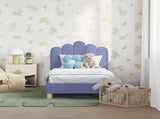 Toddler Bed Frame with Headboard Jeans Blue 70 x 140 cm Fabric 42011043