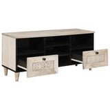 TV Cabinet Bleached White 100 x 33 x 46 cm Solid Mango Wood 4018134