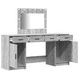 Dressing Table with Mirror Lights 3 pcs Grey Engineered Wood 3334250