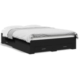 Bed Frame Black Engineered wood Double Bed Bed Frame 3280399