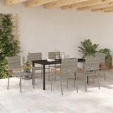 Garden Dining Set with Cushion 7 pcs Grey Poly Rattan 3379713