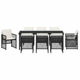 Garden Dining Set 9 pcs Black Poly Rattan 3380620