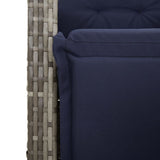 5 Piece Garden Dining Set with Cushions Grey Poly Rattan 3213045