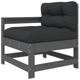 5 Piece Garden Lounge Set with Cushions Grey Solid Wood 3186062