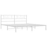 Metal Bed Frame without Mattress with Headboard White 193x203cm 355322