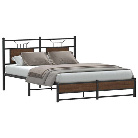 Bed Frame without Mattress Brown Oak 137x190 cm Engineered Wood 4107015