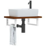 Basin Shelf Wall Mounted Steel and Solid Wood Oak 3302348