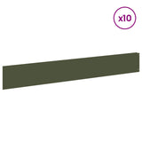 Lawn Edging 10 pcs 100 x 15 cm Steel Olive Green 8008821