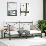 ZNTS Daybed with Trundle without Mattress Black 100x190 cm Steel 4104676