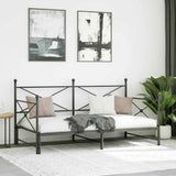 Daybed with Trundle without Mattress Black 100x200 cm Steel 4104677