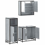 3 Piece Bathroom Furniture Set Grey Sonoma Engineered Wood 3300978