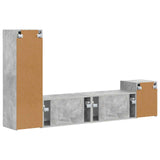TV Cabinet Set Wall-mounted 4 pcs Concrete Grey Engineered Wood 3409000