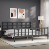 Bed Frame without Mattress Grey 200x200 cm Solid Wood Pine 3192123
