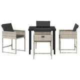 Garden Dining Set with Cushion 5 pcs Light Grey Poly Rattan 3380024