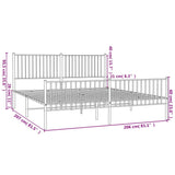 Metal Bed Frame without Mattress with Footboard White 200x200cm 350956
