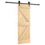 Sliding Door Natural and Black 70 x 210 cm Solid Pine Wood 3445149