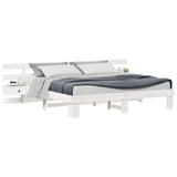 Bed Frame with Headboard White 200 x 200 cm Solid Pine Wood 3385677