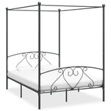 284444 Canopy Bed Frame without Mattress Grey Metal 160x200 cm