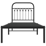 Metal Bed Frame without Mattress with Headboard Black 80x200cm 376591