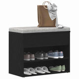 Shoe Bench with Shelf Black Oak 60 x 30 x 45 cm Engineered Wood 862702