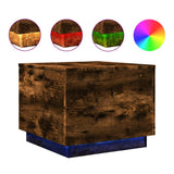 Coffee Table with LED Lights Smoked Oak 50x50x40 cm 839872