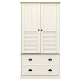 Wardrobe VIGO White 90x55x170 cm Solid Wood Pine 353164
