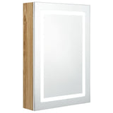 LED Bathroom Mirror Cabinet White and Oak 50x13x70 cm 326493