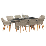 Garden Dining Set 9 pcs Light Grey Poly Rattan 3261634