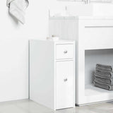 Narrow Bathroom Cupboard with Wheels White Engineered Wood 855286