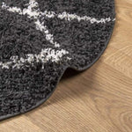 ZNTS Shaggy Rug High Pile Modern Black and Cream Ø 280 cm 375425