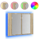 LED Mirror Cabinet Sonoma Oak Engineered Wood, Acrylic Medium 804959