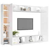 8 Piece TV Cabinet Set White Engineered Wood 3078670