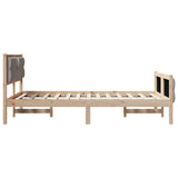 Bed Frame with Headboard Taupe 135 x 190 cm Solid Pine Wood 878412