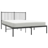 Metal Bed Frame without Mattress with Headboard Black 135x190cm 350863