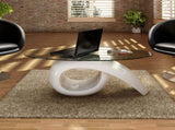 Coffee Table with Oval Glass Top High Gloss White 240431