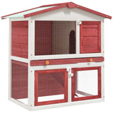 170839 Outdoor Rabbit Hutch 3 Doors Red Wood