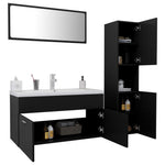 ZNTS Bathroom Furniture Set Black Engineered Wood 3071154