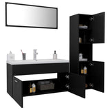 ZNTS Bathroom Furniture Set Black Engineered Wood 3071154