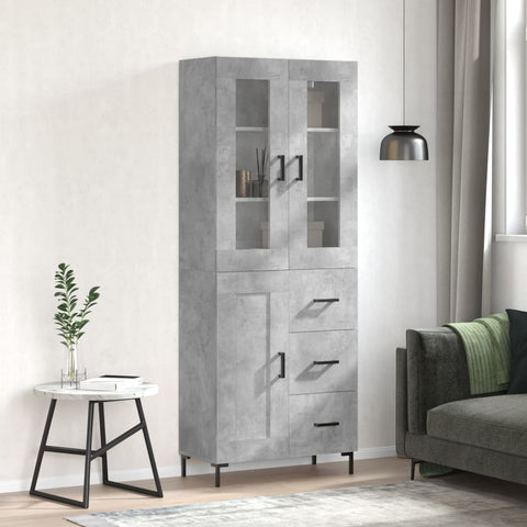 Highboard Concrete Grey 69.5x34x180 cm Engineered Wood 3198661