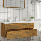 Sink Cabinet Smoked Oak 100x38.5x45 cm Engineered Wood 815657