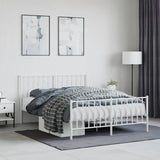 Metal Bed Frame without Mattress with Footboard White 140x200cm 374505