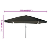 Garden Parasol Black 394 x 394 x 248 cm Polyester and Steel 42003642