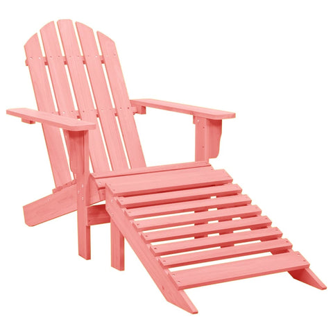 Garden Adirondack Chair with Ottoman Solid Fir Wood Pink 315867