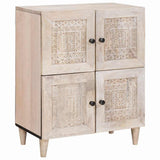 Sideboard Bleached White 60 x 33 x 75 cm Solid Mango Wood 4018142