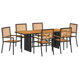 Garden Dining Set 7 pcs Black and Brown Poly Rattan 3365450