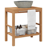 Bathroom Vanity Cabinet Solid Teak with Riverstone Sink 246496