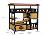 Outdoor Cat Shelter, Four-Tier Wooden Feral Cat House, with Suspension Bridge, Cat Houses, Balcony, T3398P347604