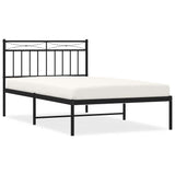 Metal Bed Frame without Mattress with Headboard Black 100x200cm 373686